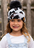 Fleece Lined Leopard Pompom Hat (Youth & Adult sizes available)