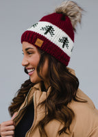 Fleece lined Christmas Tree Pompom Hat (two colors available)