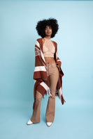Brown Striped Cardigan With Frayed Edges