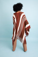 Brown Striped Cardigan With Frayed Edges