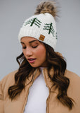 Cream & Forest Green Christmas Tree Hat