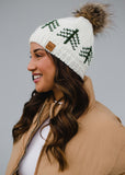 Cream & Forest Green Christmas Tree Hat