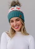 Fleece Lined Fox Pattern pom pom hat