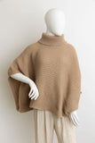 Ribbed Knit Turtleneck Poncho (three colors available)