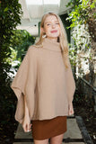 Ribbed Knit Turtleneck Poncho (three colors available)