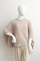 Ribbed Knit Crewneck Sweater Poncho