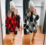 Buffalo Check Fringe Poncho (Two colors available)