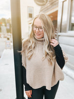 Ribbed Knit Turtleneck Poncho (three colors available)