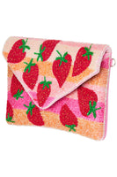 Strawberry Pink Beaded Clutch Purse