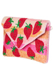 Strawberry Pink Beaded Clutch Purse