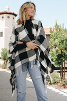 Buffalo Check Fringe Poncho (Two colors available)