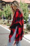 Buffalo Check Fringe Poncho (Two colors available)