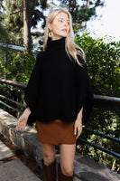 Ribbed Knit Turtleneck Poncho (three colors available)