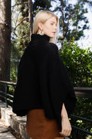 Ribbed Knit Turtleneck Poncho (three colors available)