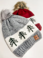 Fleece lined Christmas Tree Pompom Hat (two colors available)