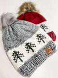 Fleece lined Christmas Tree Pompom Hat (two colors available)